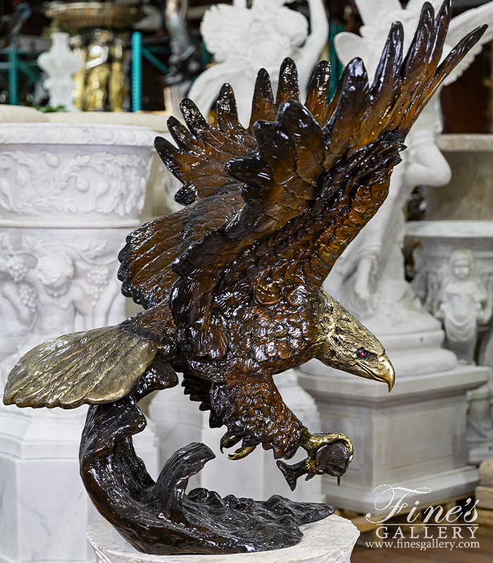 Bronze Statues  - Life Size Bronze Eagle With Brilliant Finish - BS-1641